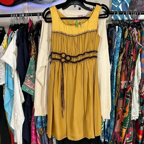 $398 Max Studio Silk & Crocheted Baby Doll Dress XS - Picture 3 of 5